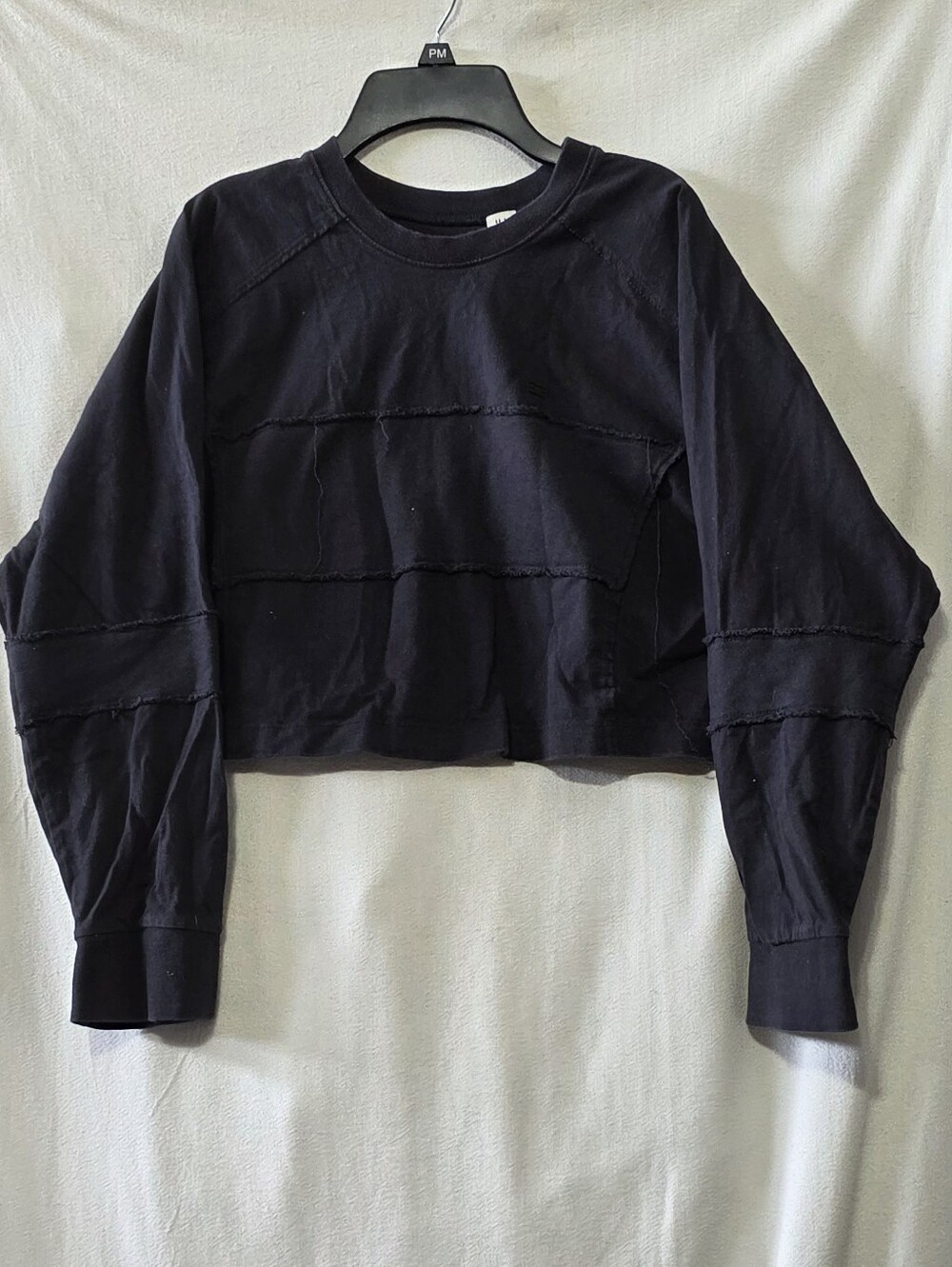 BDG Distressed Relaxed Black Long Sleeve Crop Top Shirt